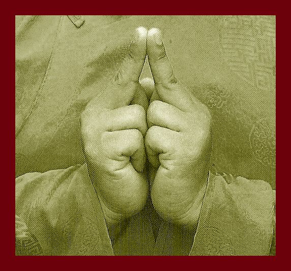 Мудра масляной лампы. Символизирует пламя.